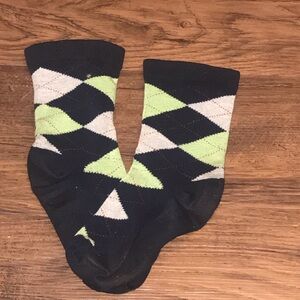 Argyle Patterned cozy and warm Socks - Black and Green used socks